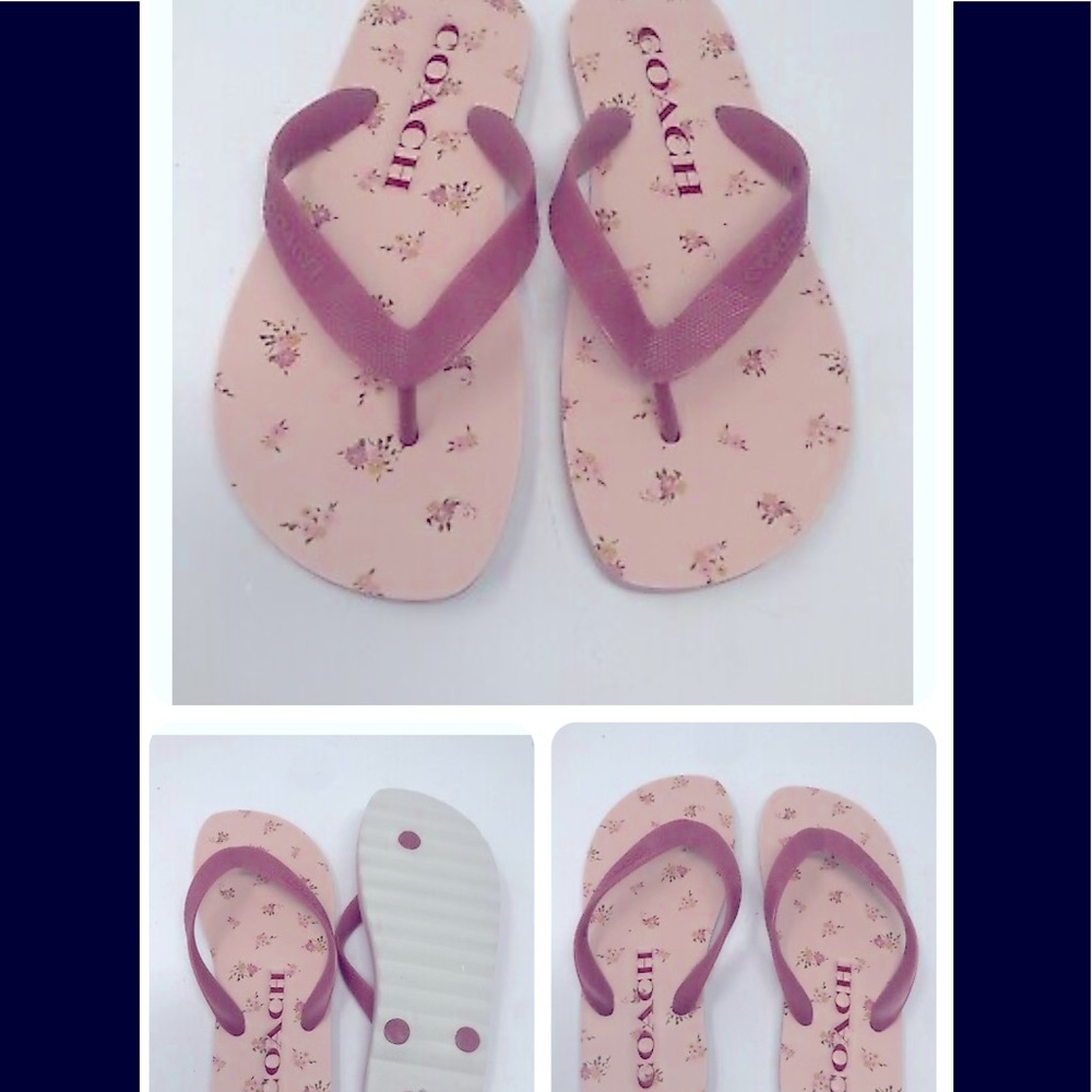 Coach Pink Floral Flip Flops
